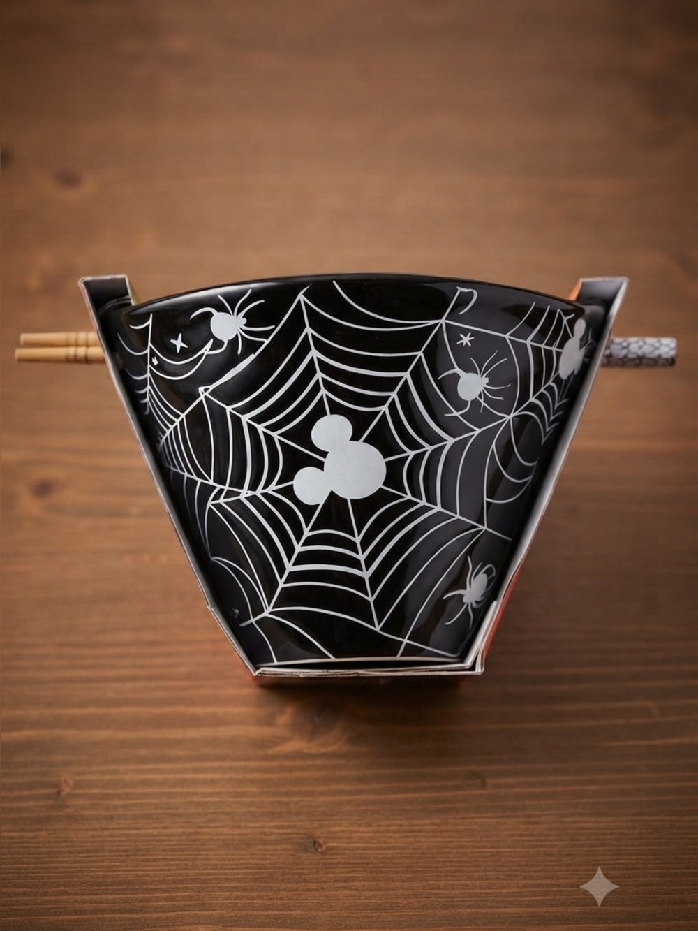 Disney Mickey Mouse Spiderweb Ceramic Ramen Bowl Set with Chopsticks Halloween